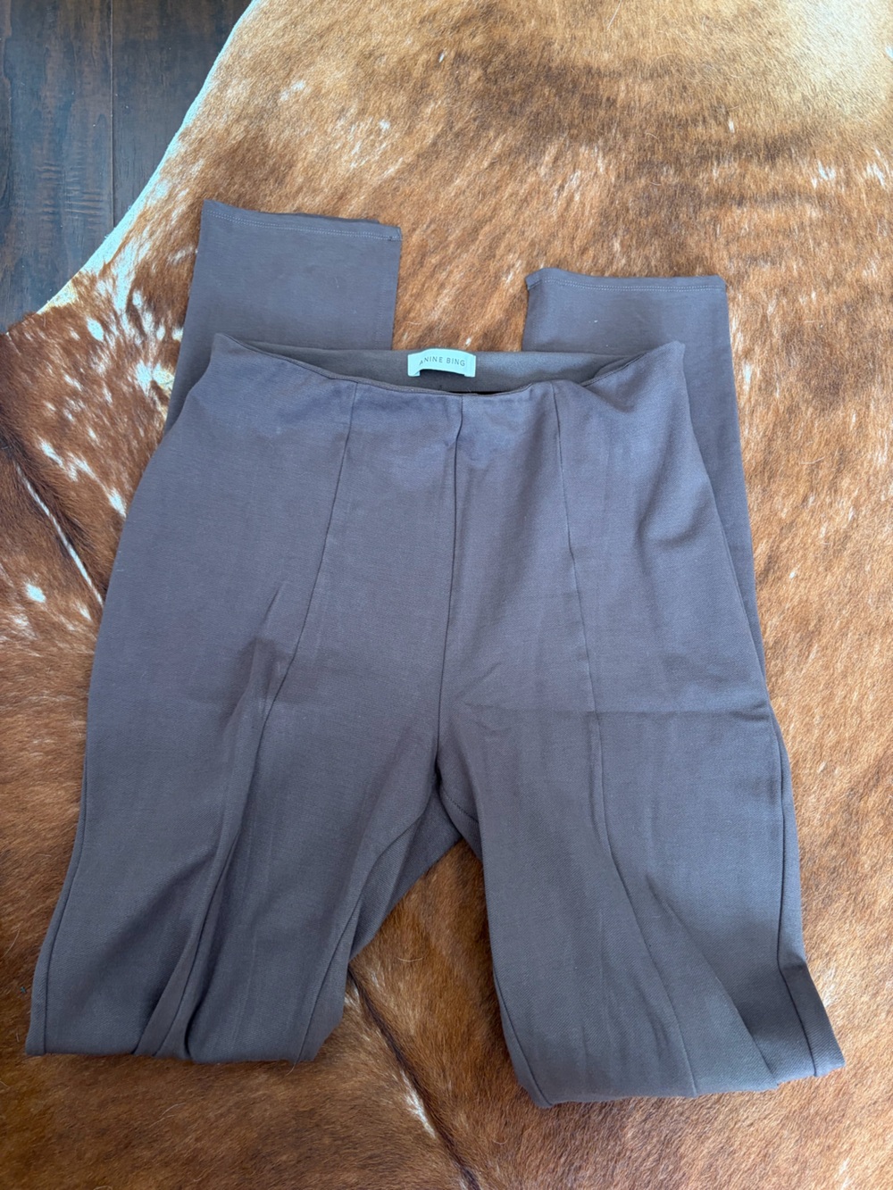 Anine Bing Brown High-Waist Wide Leg Leggings